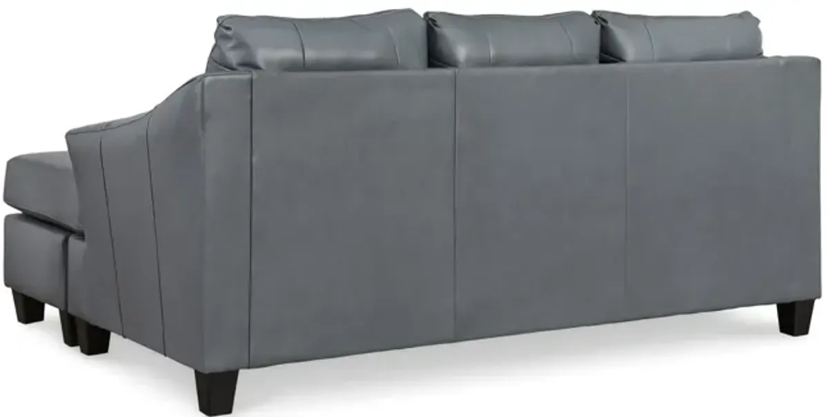 Merida Leather Sofa with Chaise - Steel