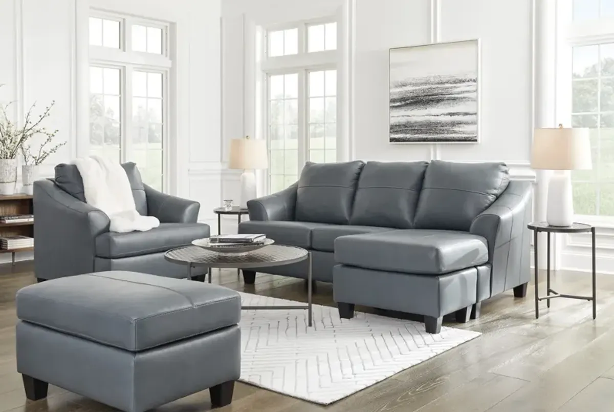 Merida Leather Sofa with Chaise - Steel