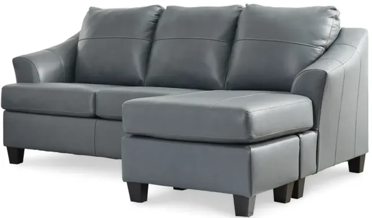 Merida Leather Sofa with Chaise - Steel