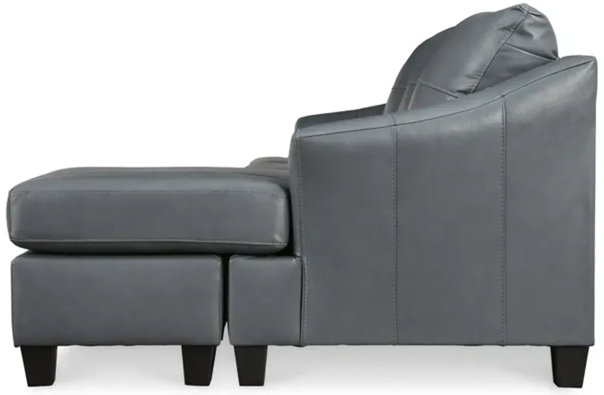 Merida Leather Sofa with Chaise - Steel