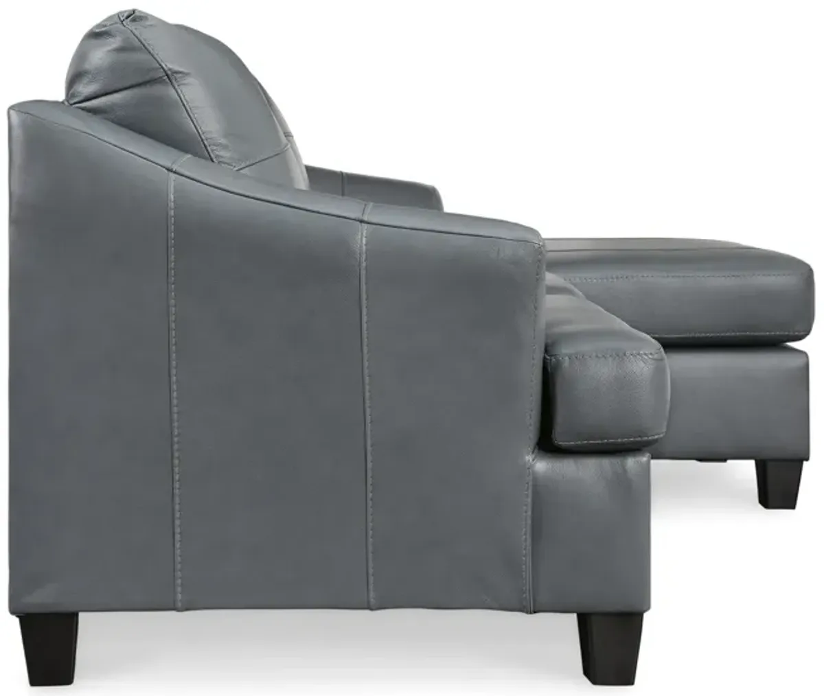Merida Leather Sofa with Chaise - Steel