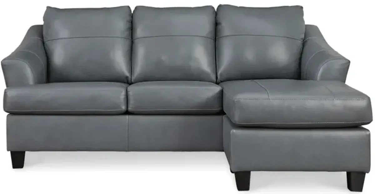 Merida Leather Sofa with Chaise - Steel