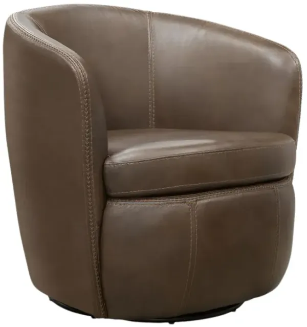 Kellen Leather Swivel Chair - Brown