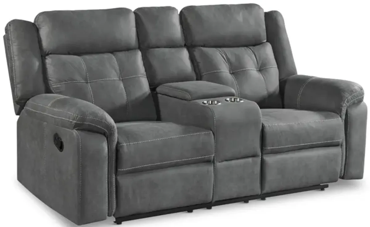 Doran Reclining Loveseat With Console - Grey