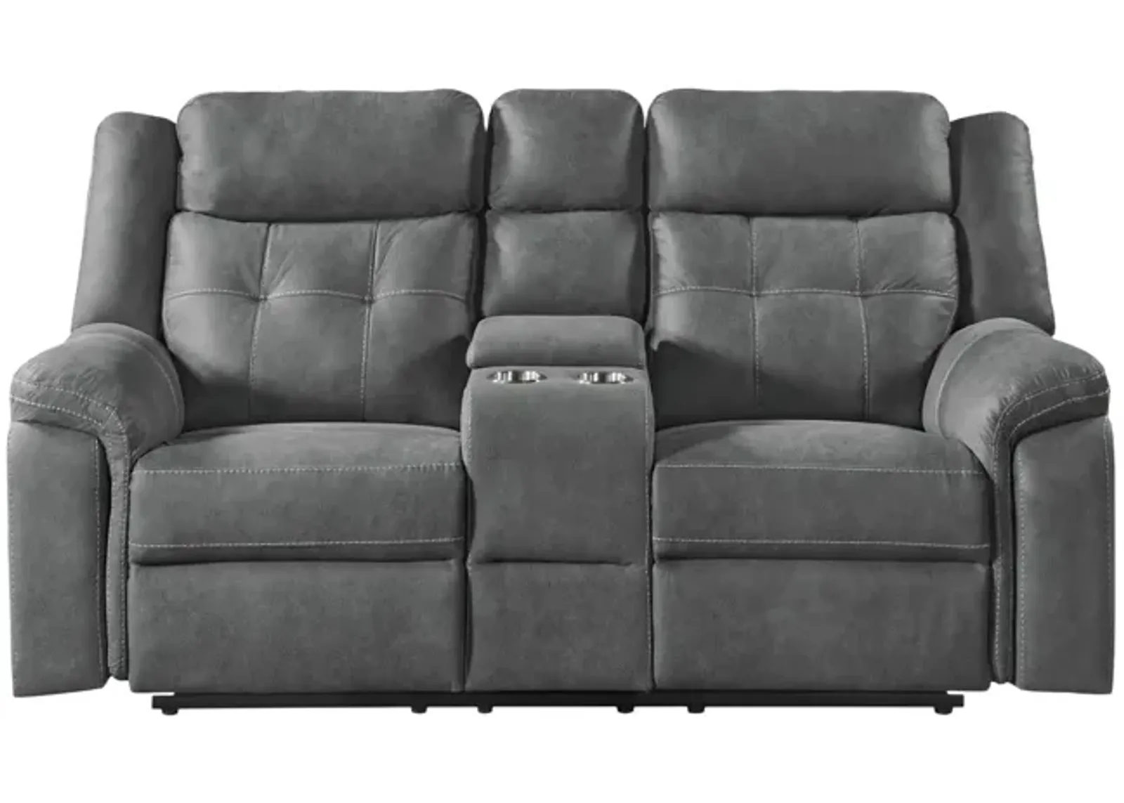 Doran Reclining Loveseat With Console - Grey