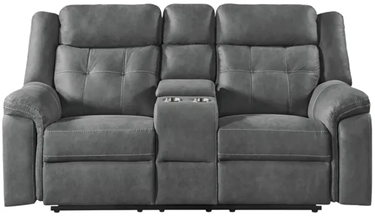 Doran Reclining Loveseat With Console - Grey