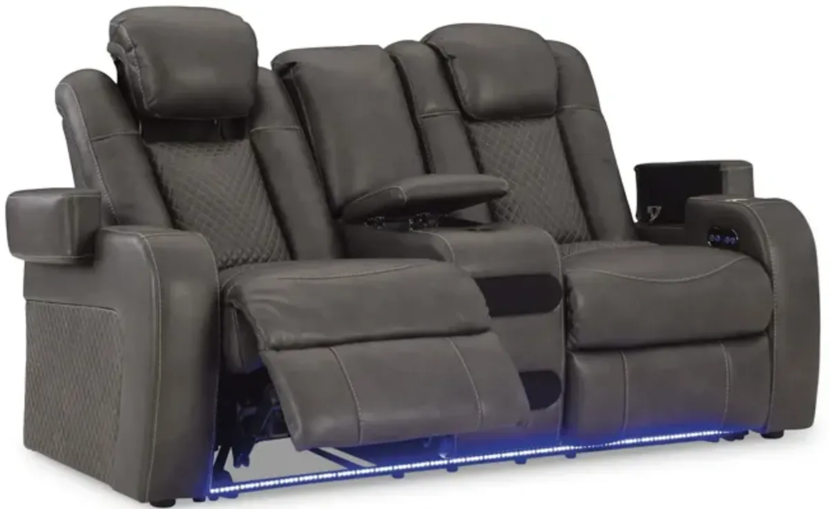 Astro Power Reclining Loveseat with Console - Shadow