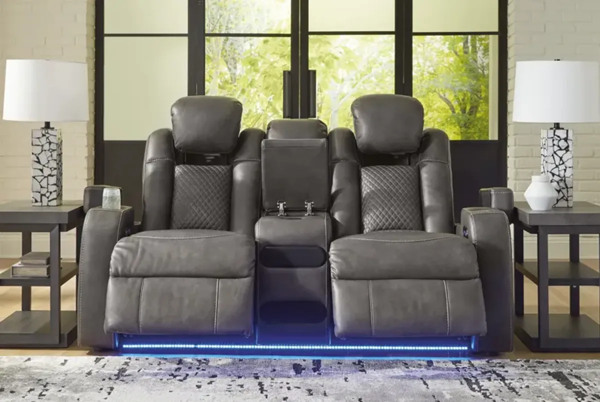 Astro Power Reclining Loveseat with Console - Shadow