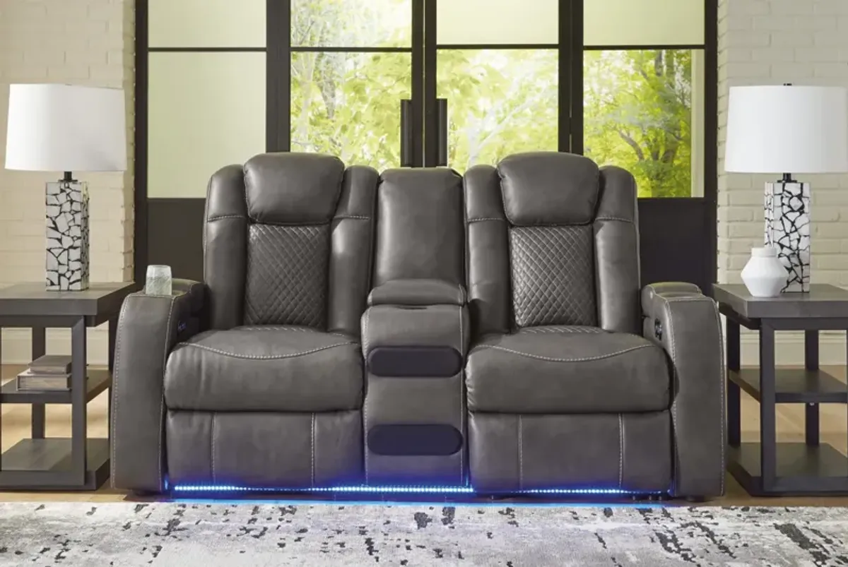 Astro Power Reclining Loveseat with Console - Shadow