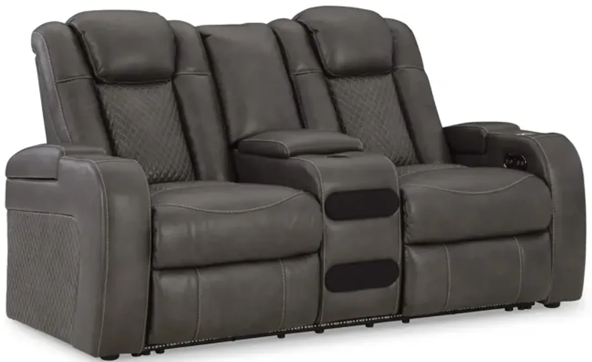 Astro Power Reclining Loveseat with Console - Shadow