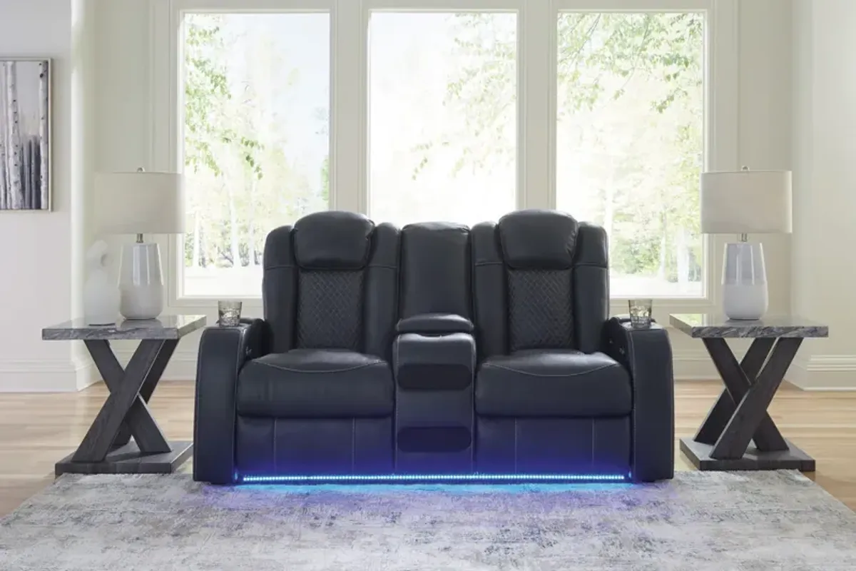 Astro Power Reclining Loveseat with Console - Sapphire