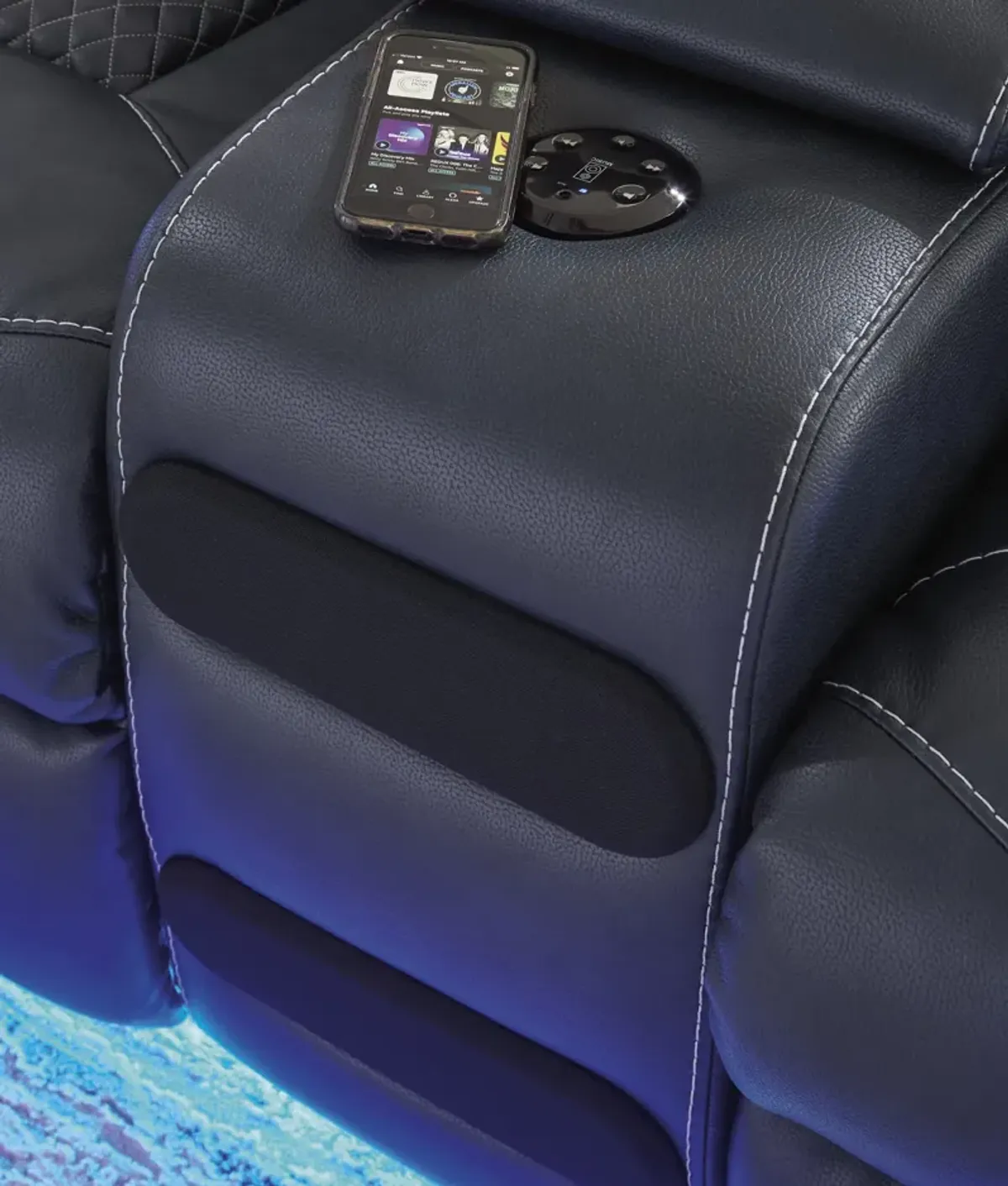 Astro Power Reclining Loveseat with Console - Sapphire