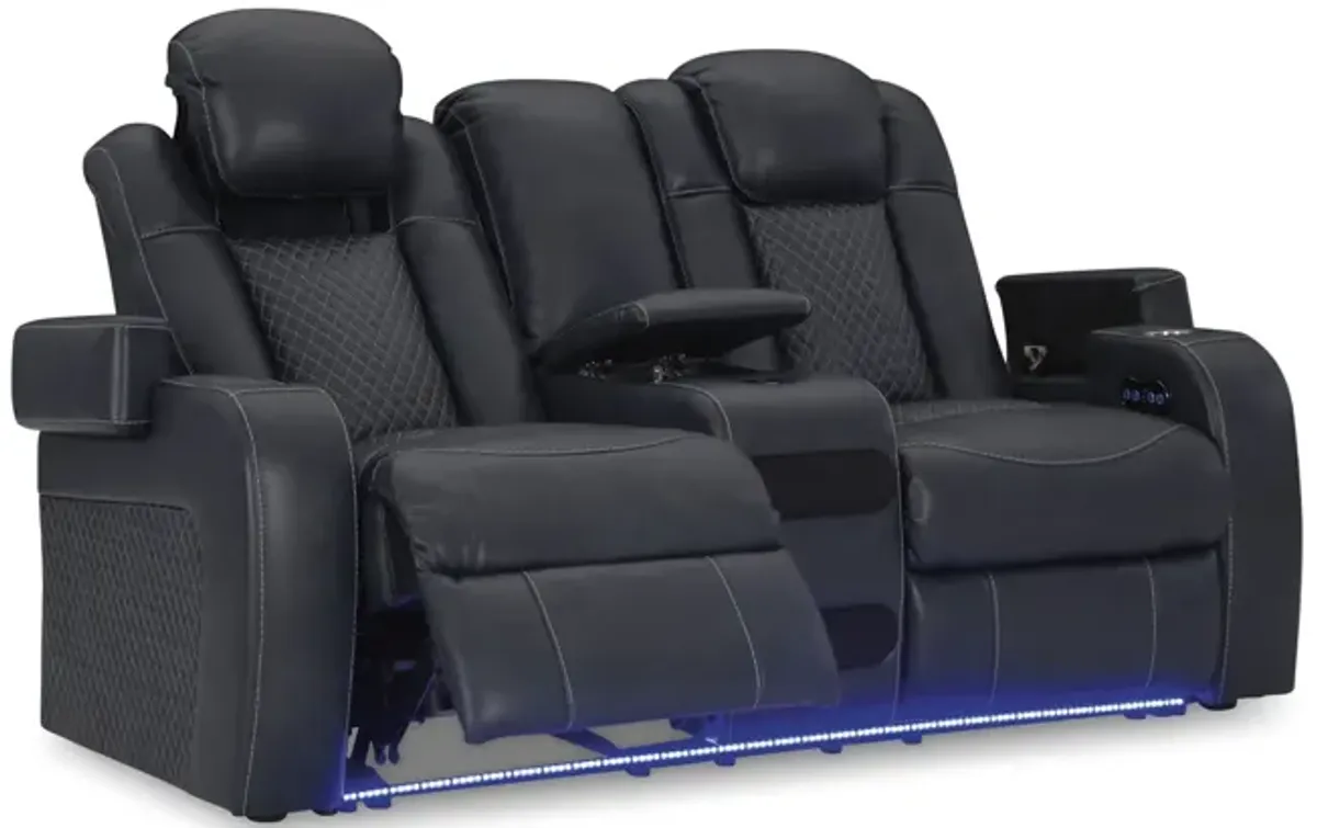 Astro Power Reclining Loveseat with Console - Sapphire