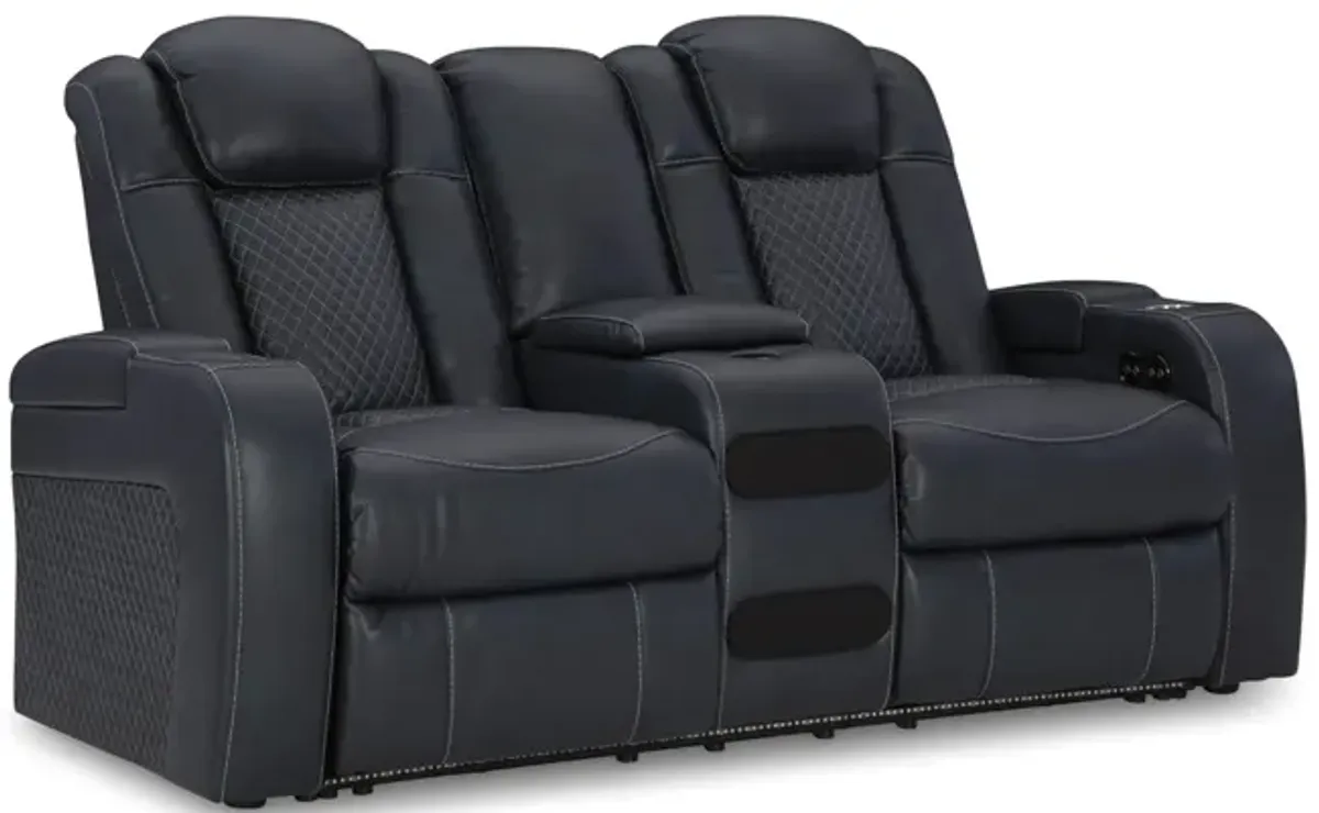 Astro Power Reclining Loveseat with Console - Sapphire