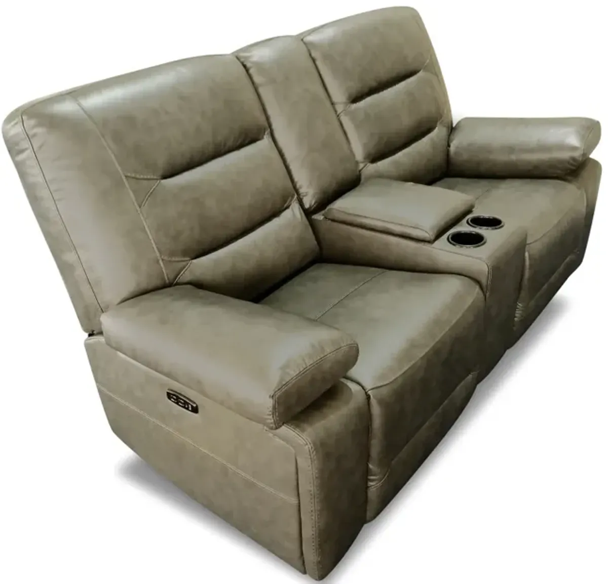 Donna Leather Power Reclining Loveseat With Console