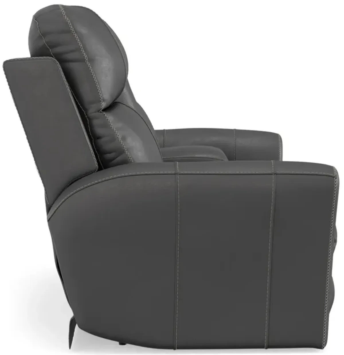 Holmes Leather Power Reclining Loveseat with Console - Anthrocite