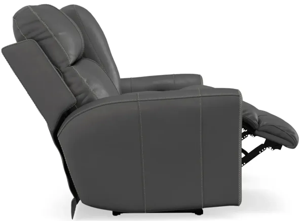 Holmes Leather Power Reclining Loveseat with Console - Anthrocite