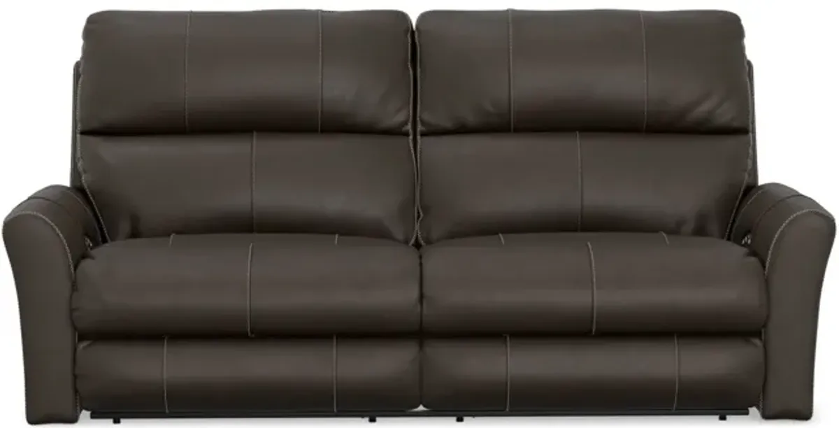 Holmes Leather Power Reclining Sofa - Coffee