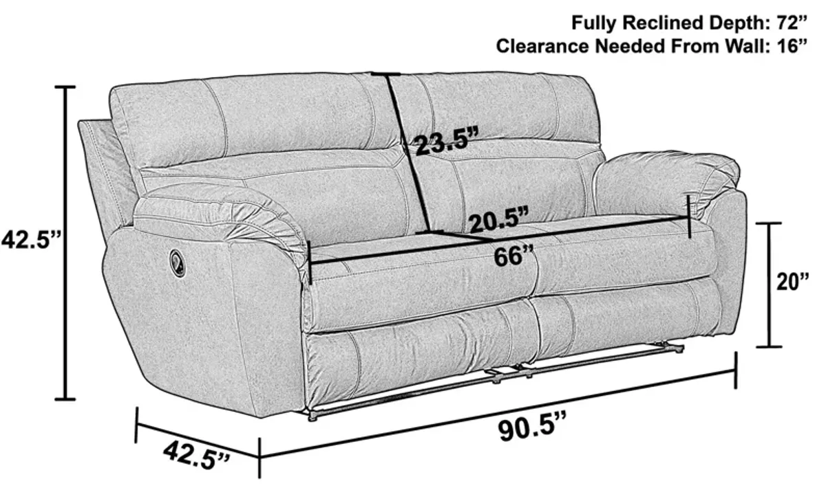 Watson Leather Power Reclining Sofa - Putty