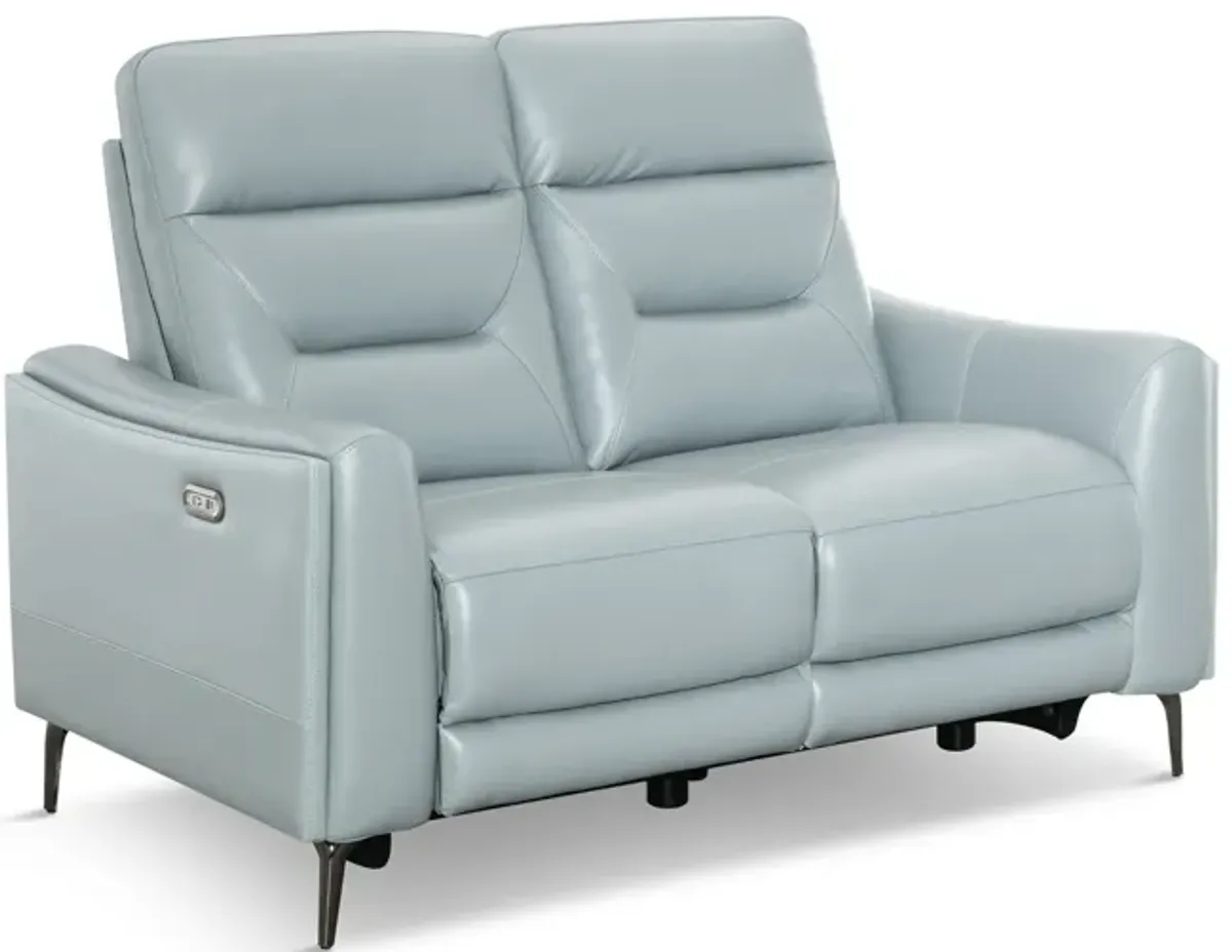 Rosita Leather Reclining Loveseat - Aqua