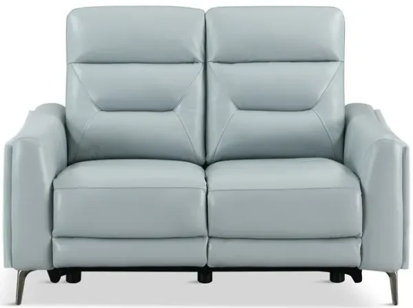 Rosita Leather Reclining Loveseat - Aqua
