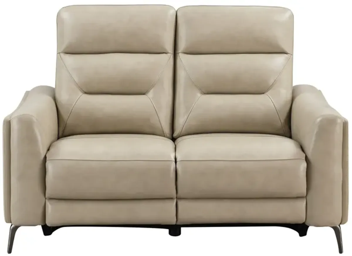 Rosita Leather Power Reclining Loveseat - Stone