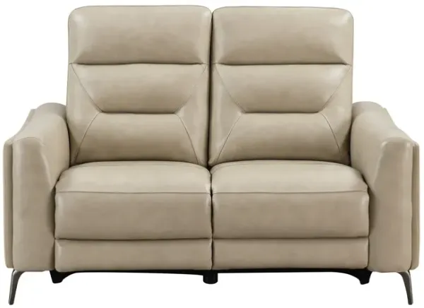 Rosita Leather Power Reclining Loveseat - Stone