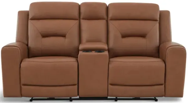 Jackie Leather Power Reclining Loveseat With Console