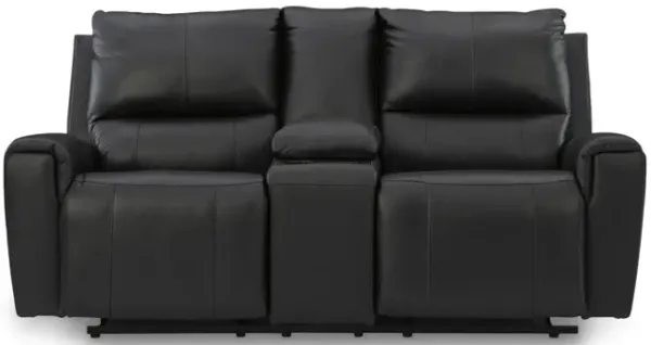 Yancy Leather Reclining Loveseat With Console