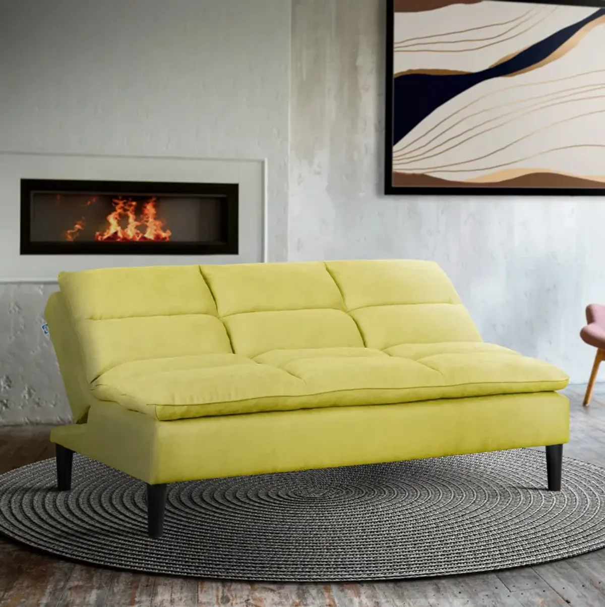 Pascal Convertible Sleeper Sofa - Chartreuse