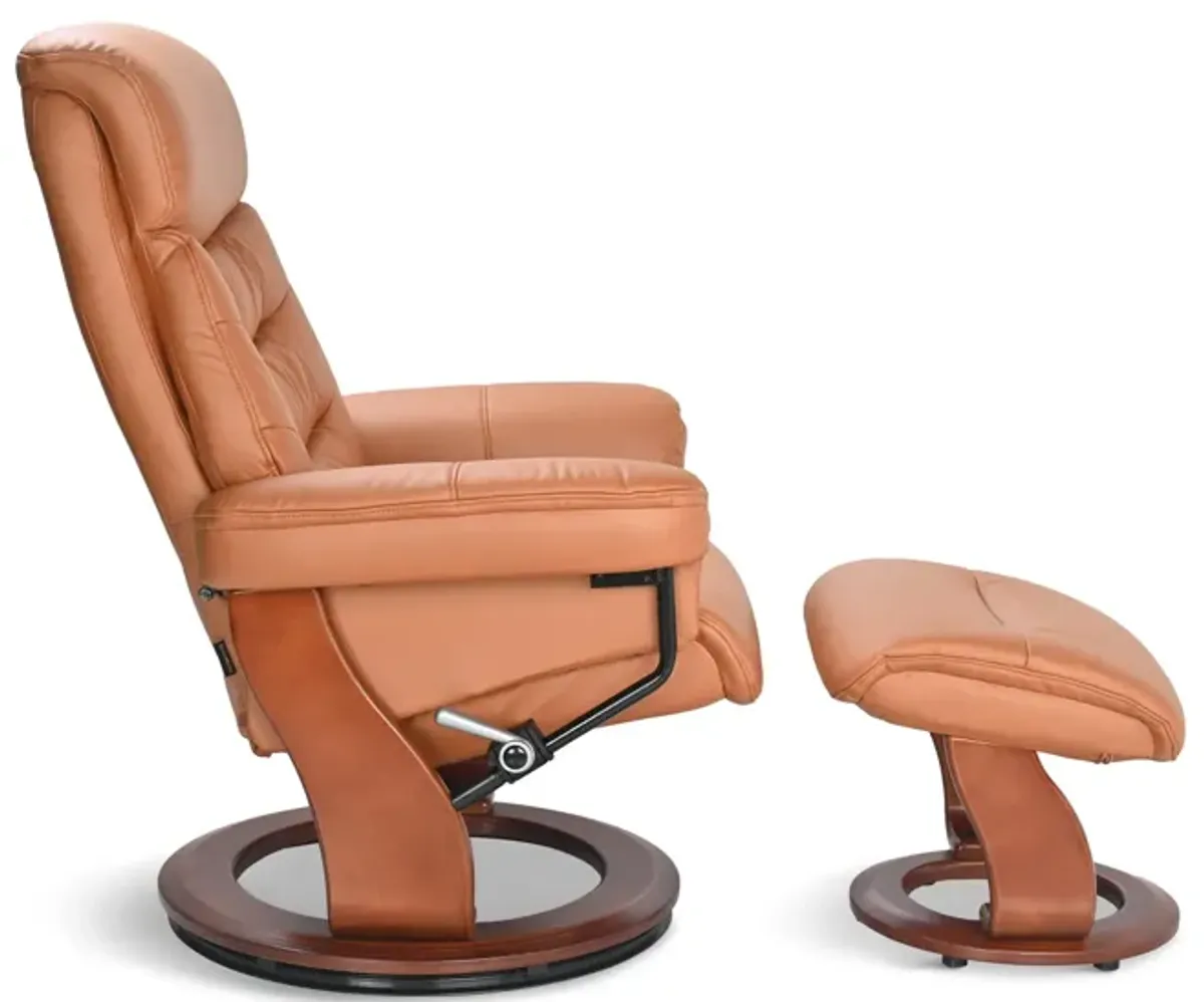 Grover Swivel Recliner And Ottoman - Saddle