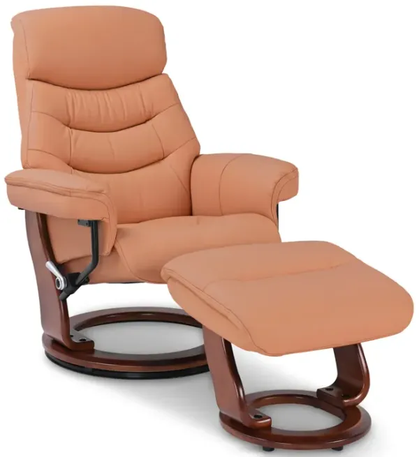 Grover Swivel Recliner And Ottoman - Saddle