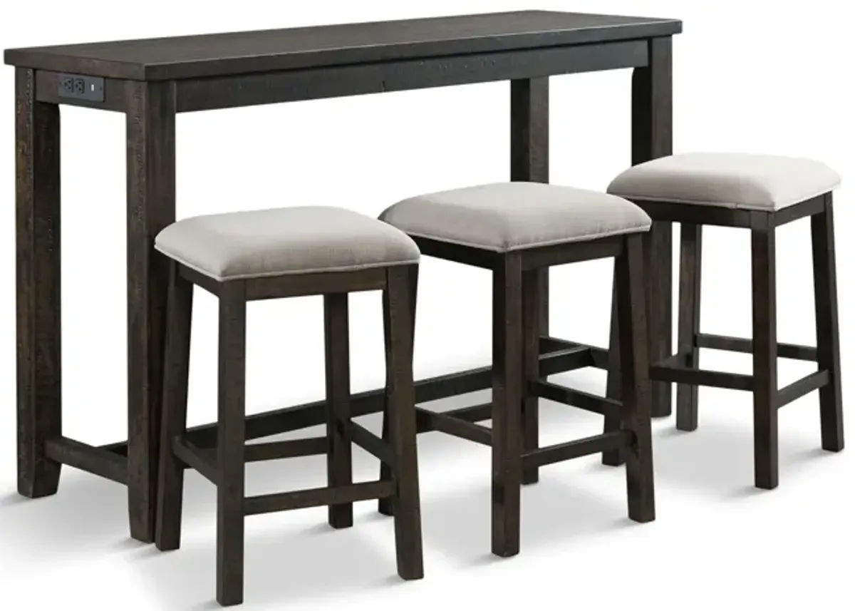 Graham Sofa Bar Table With 3 Stools - Charcoal