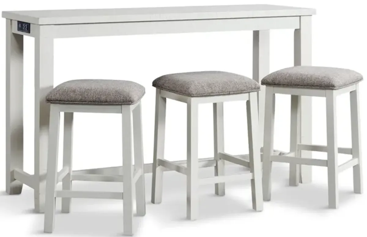 Graham Sofa Bar Table With 3 Stools - White
