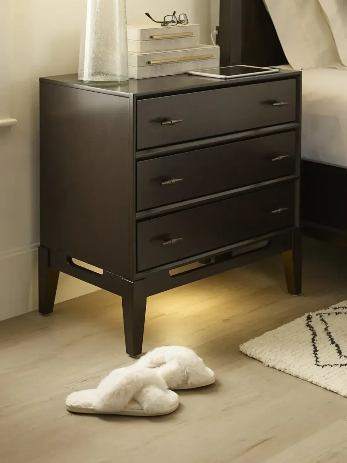 French Connection 3 Drawer Nightstand