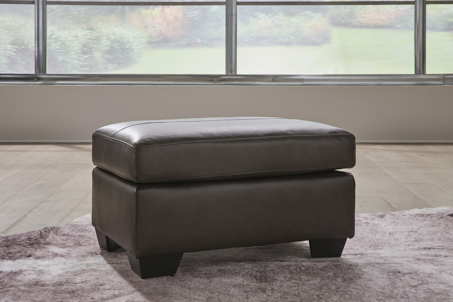 Elsa Leather Ottoman - Storm