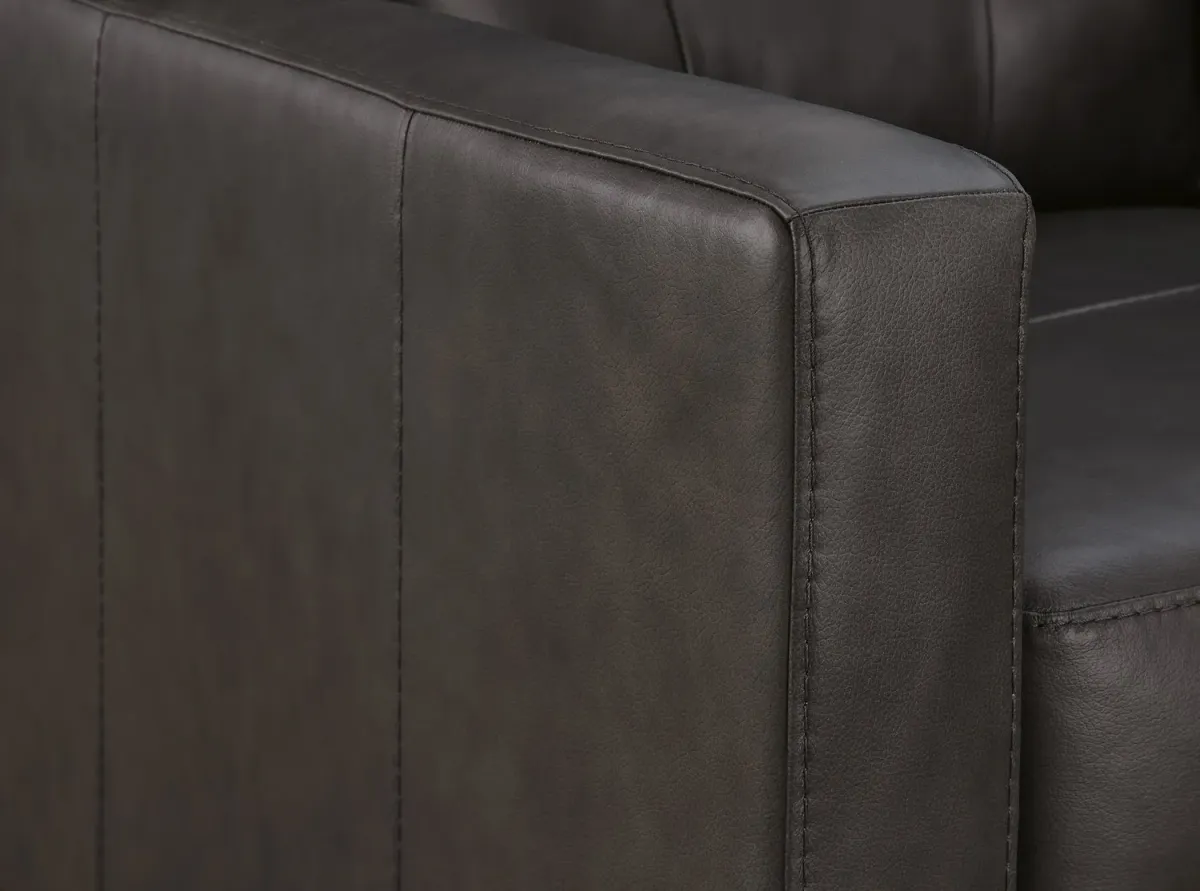 Elsa Leather Full Sleeper Sofa - Storm