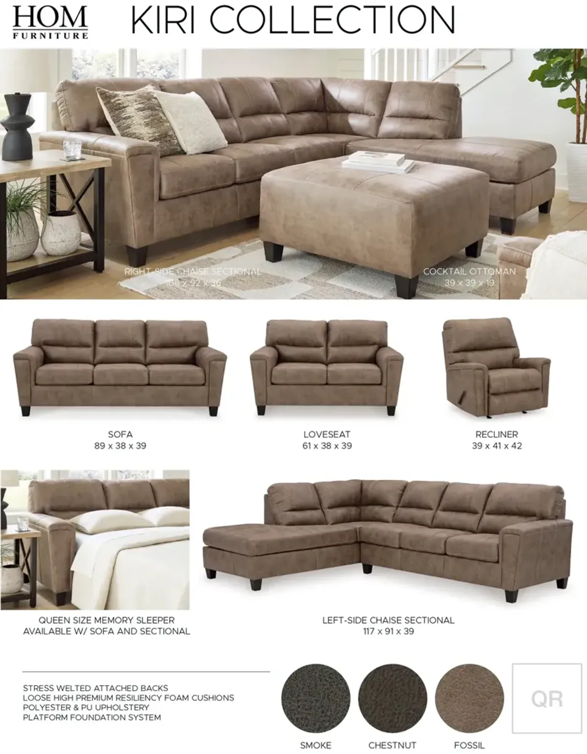 Kiri Loveseat - Fossil