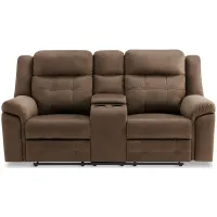 Hector Reclining Loveseat with Console - Brown