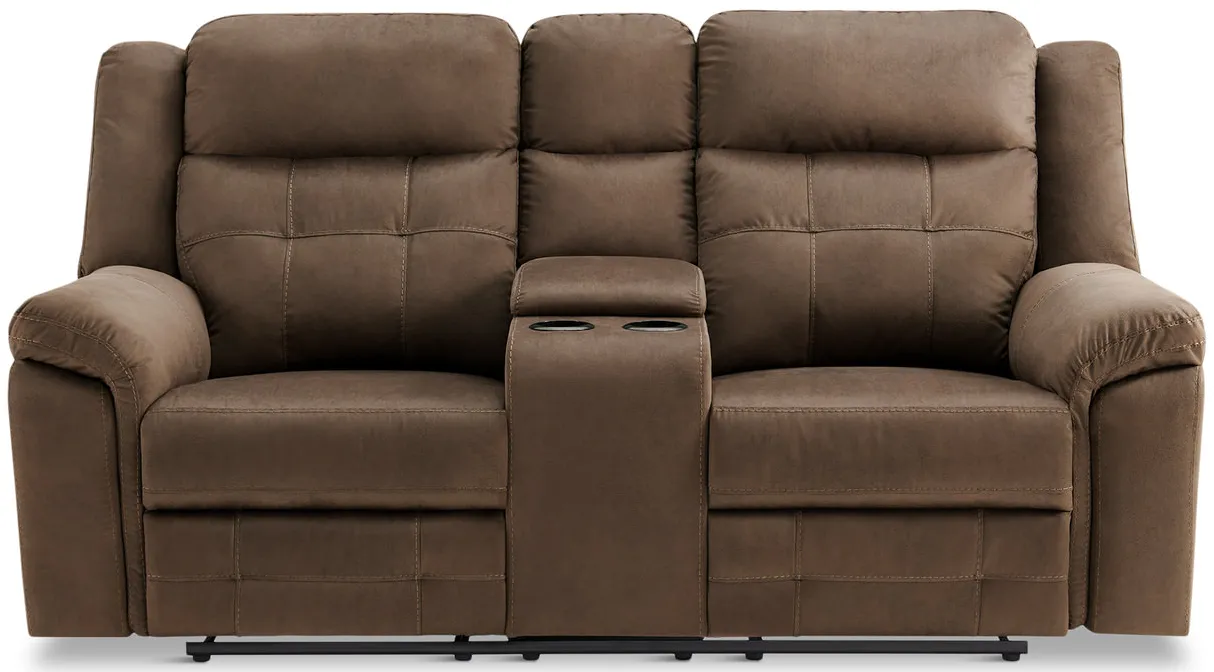 Hector Reclining Loveseat with Console - Brown