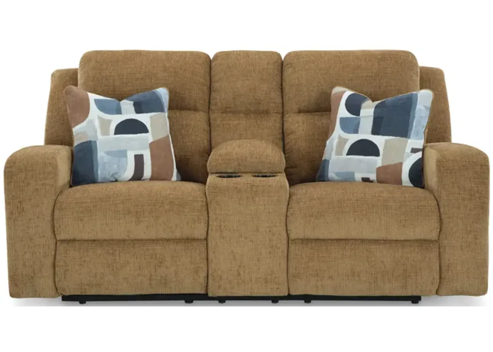 Lindy Reclining Loveseat with Console - Honey