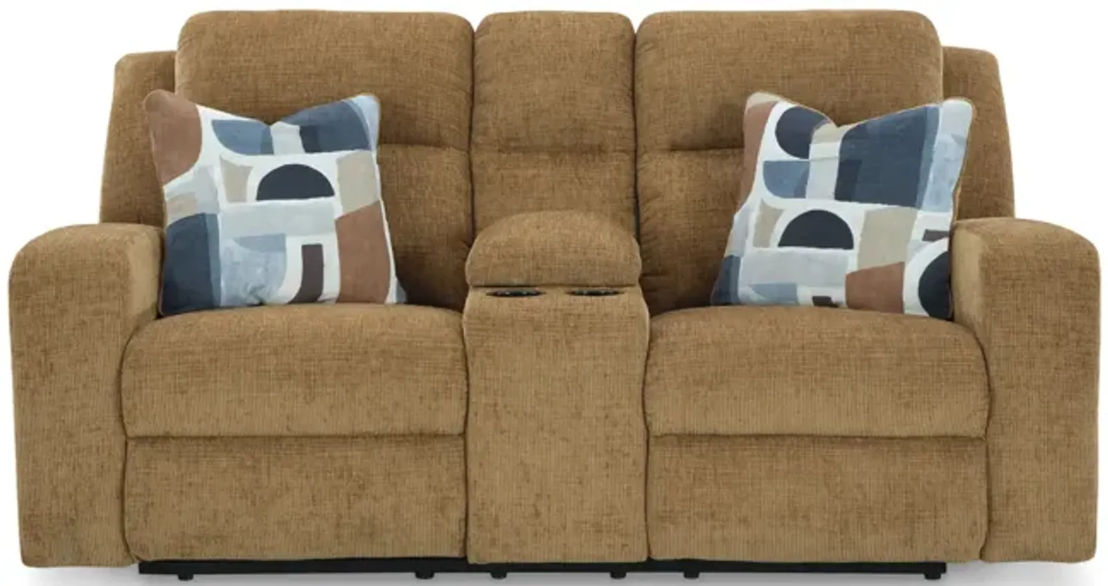 Lindy Reclining Loveseat with Console - Honey