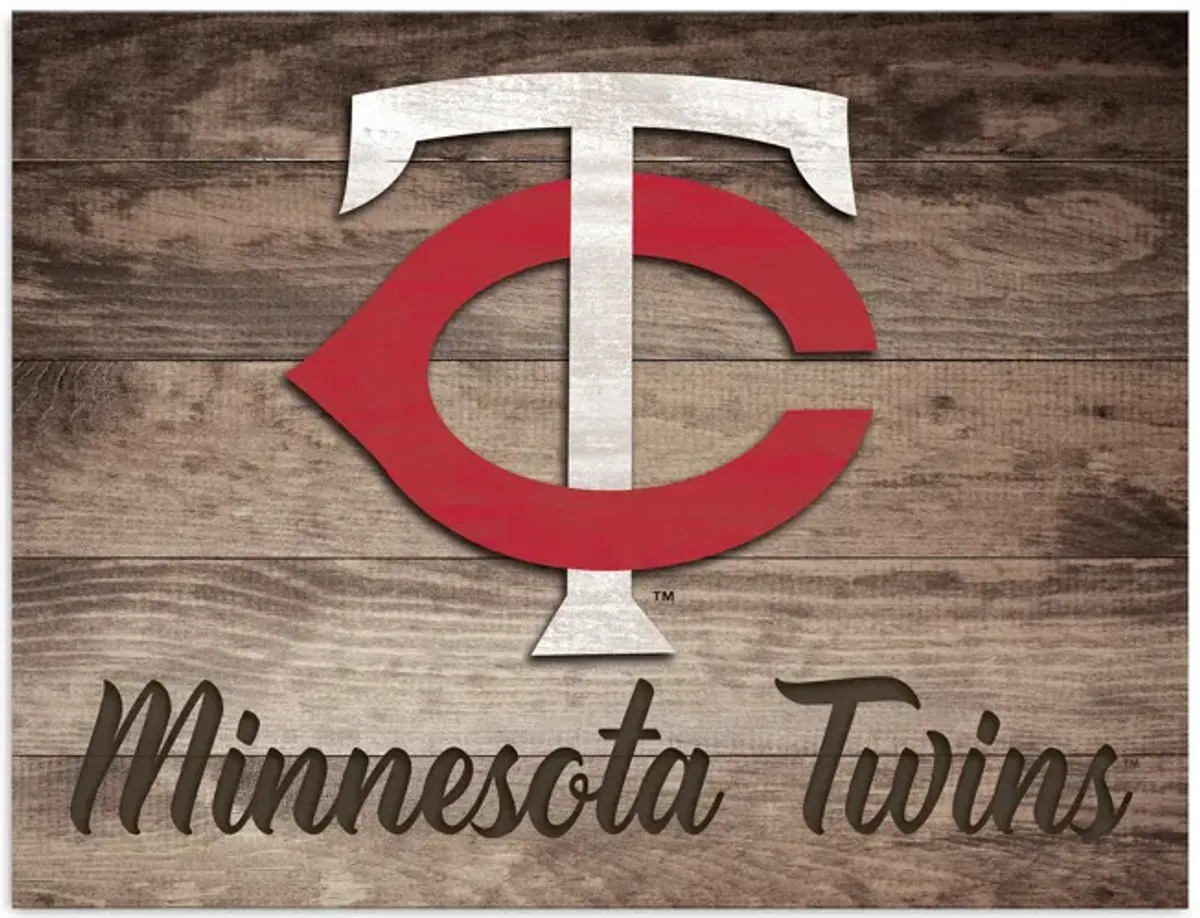 Twins Logo Plank Canvas Art