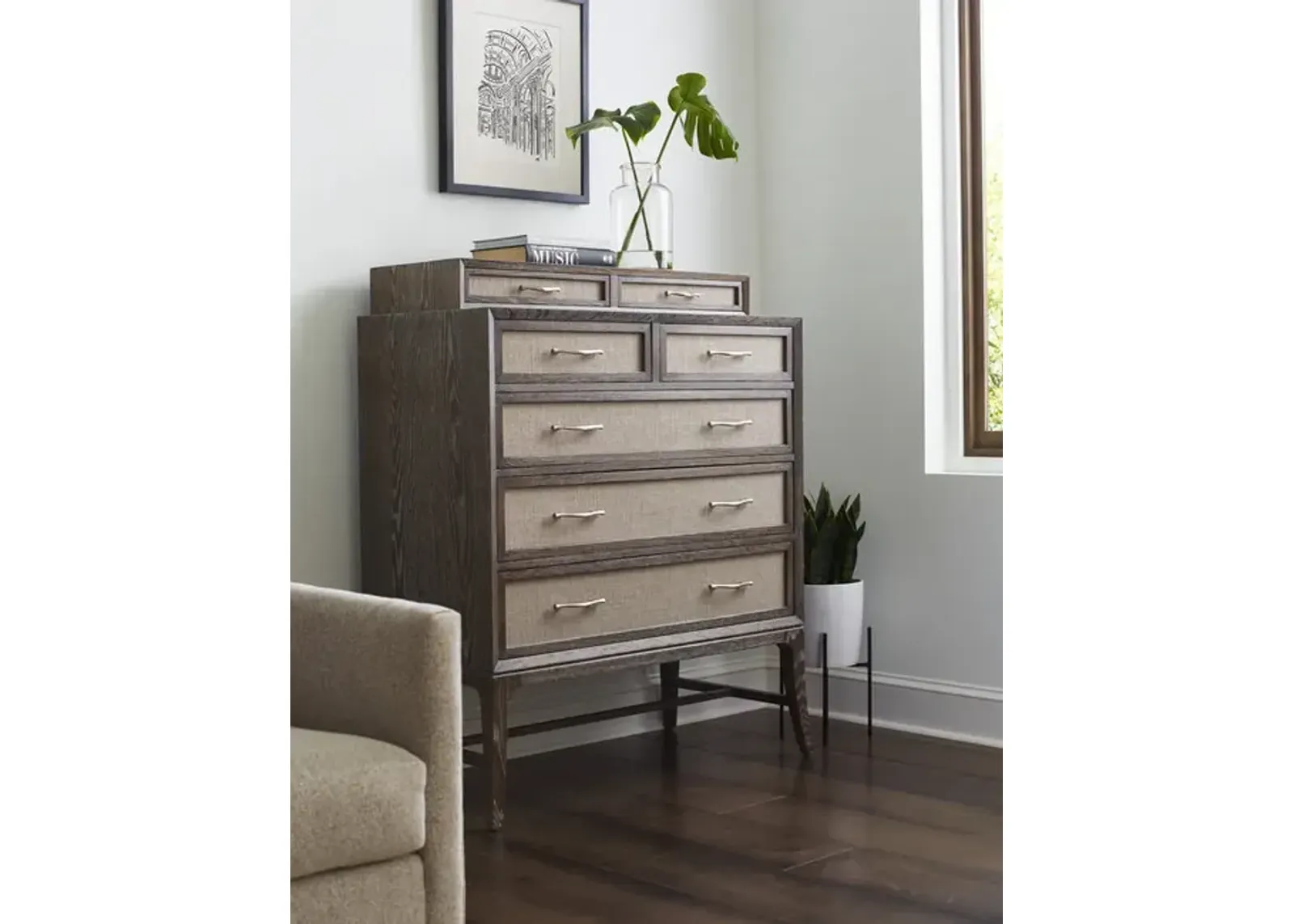 Maidstone Tall Dresser With Jute Inset