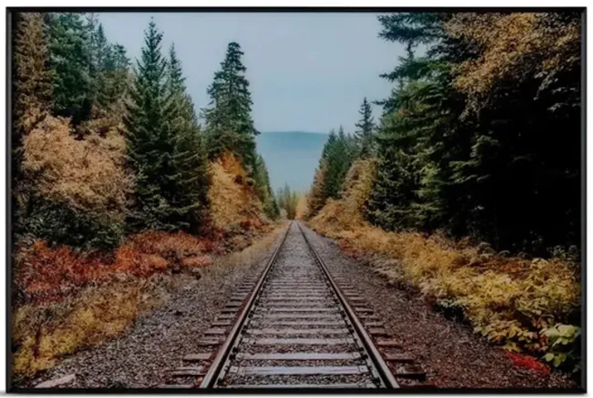 Autumn Tracks Framed Glass Art