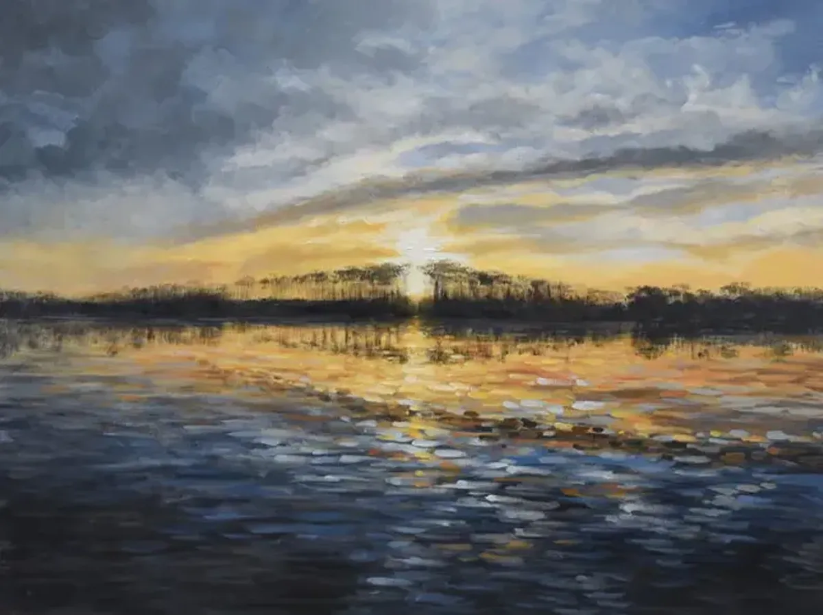 Sunset Lake View Canvas Art