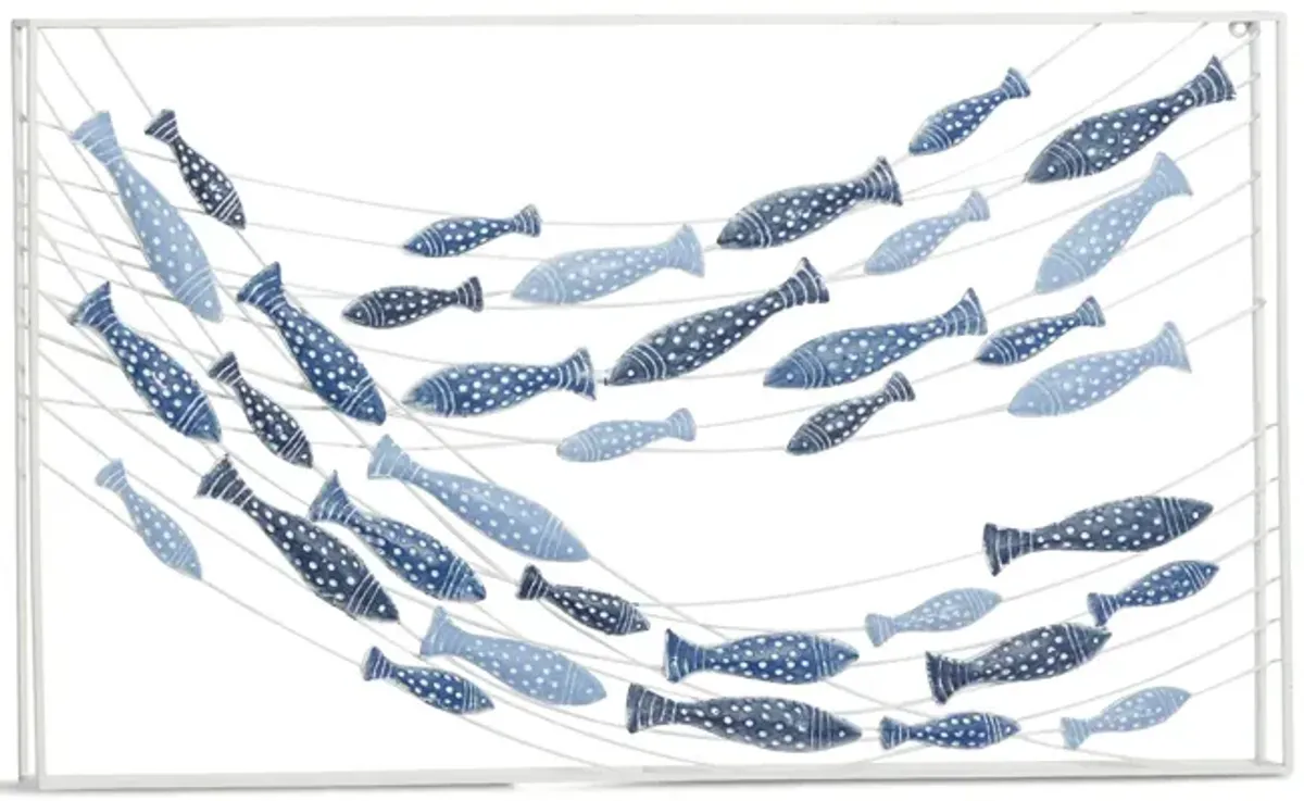 Blue Metal Fish Wall Decor 