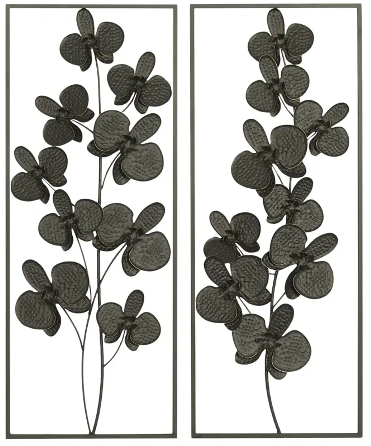 Set 2 Framed Metal Floral Panels