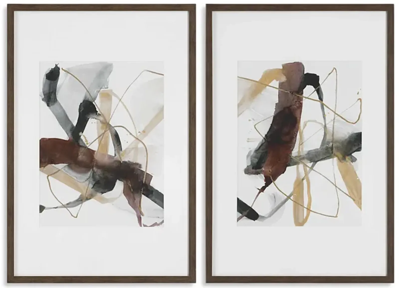 Burgundy Interject Framed Prints Set of 2