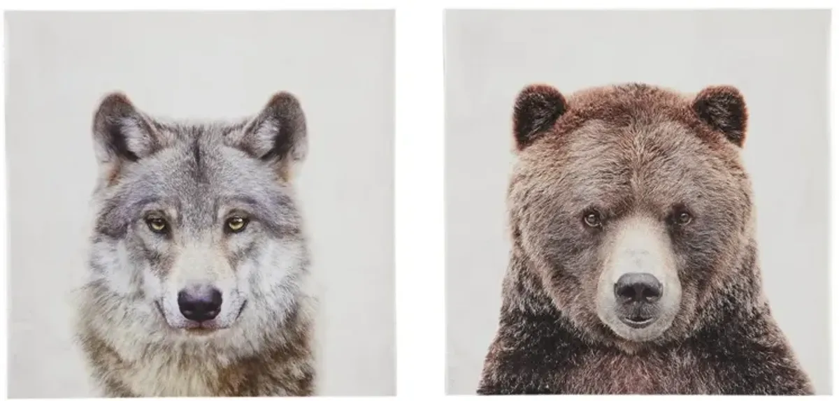 Set of Two Wolf Bear Canvas Art